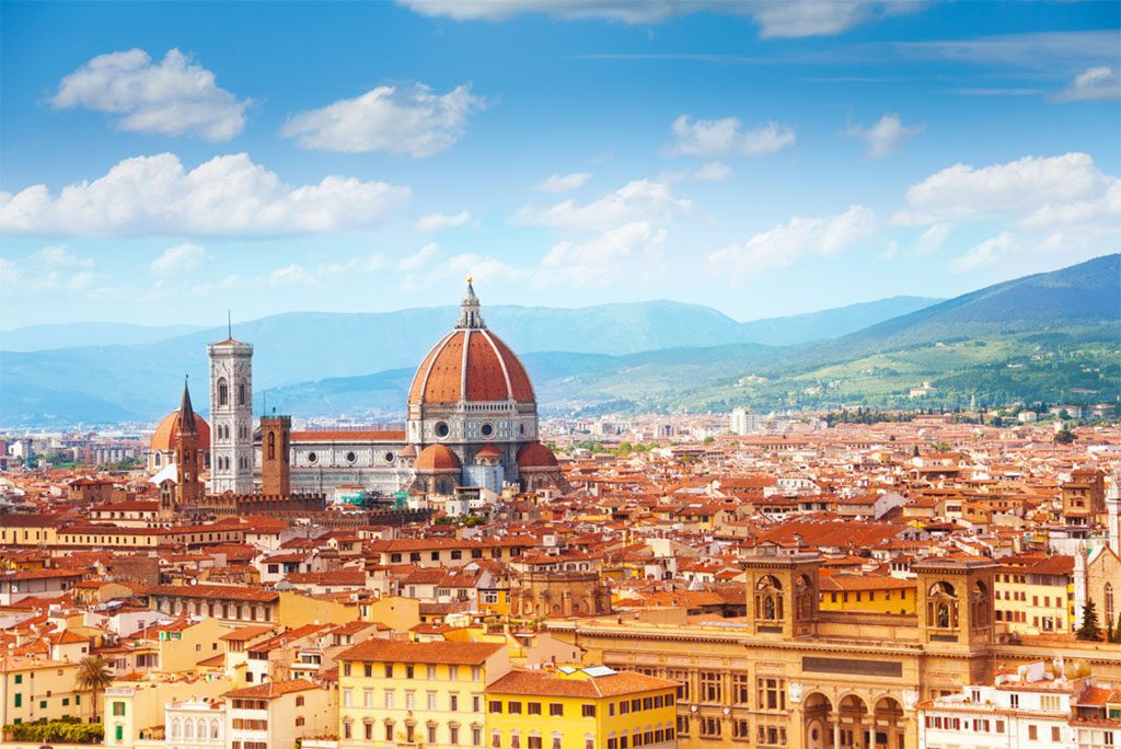 Panorama of Florence and Saint Mary of the Flower in Florence, Italy