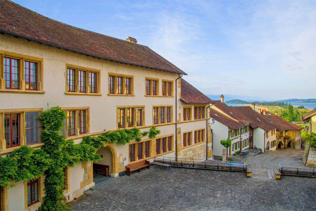 Erlach village overlooking Lake Biel in Switzerland