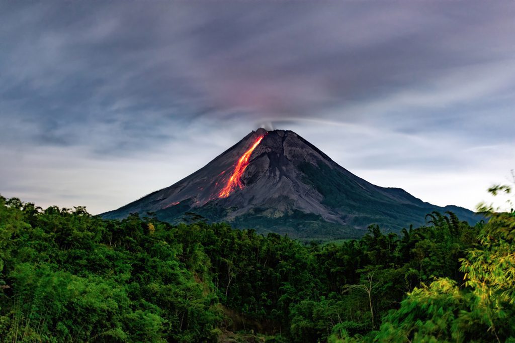 Mount Merapi's Hot Lava Glide