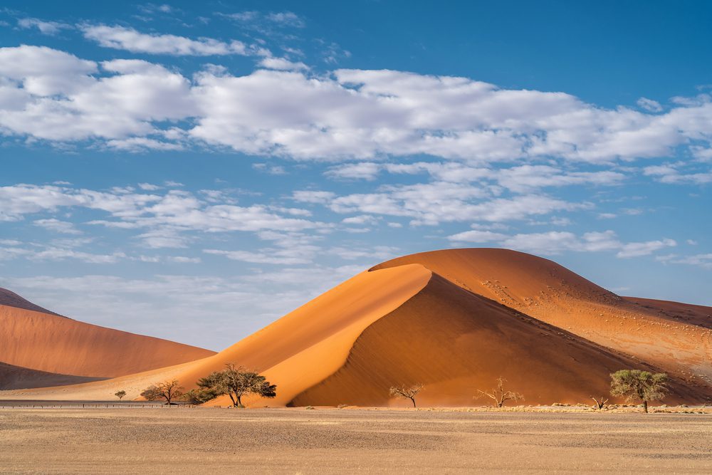 Towering sand dunes at Sossusvlei, Namibia