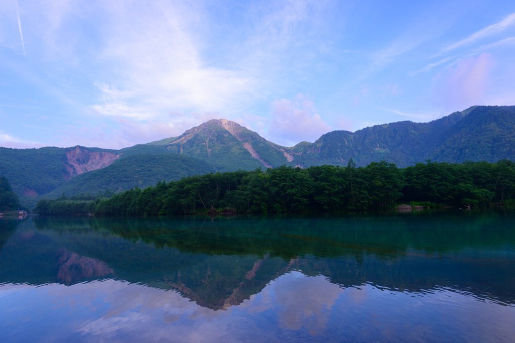 Lake Taisho and Mount Yake in Kamikochi, Nagano, Japan