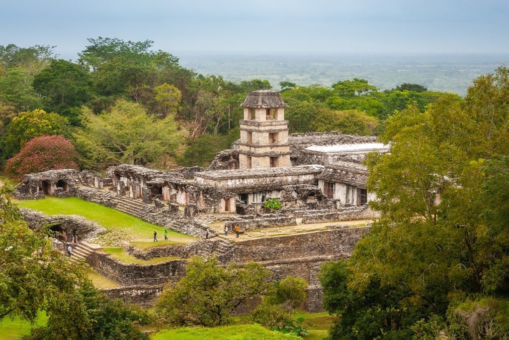 Ruin of Mayan Palace at Palenque Archaeological site, Mexico