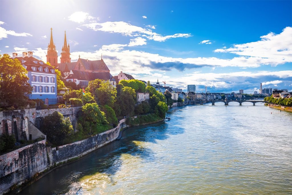 Rhine River and Munster Cathedral in Basel