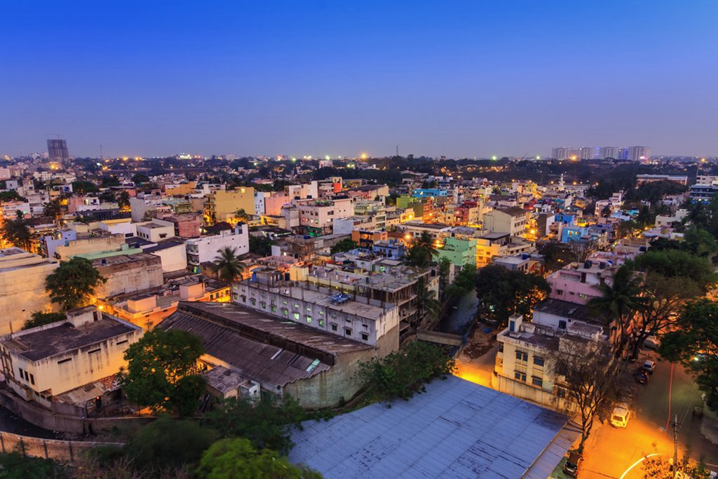 Bangalore city skyline, India.