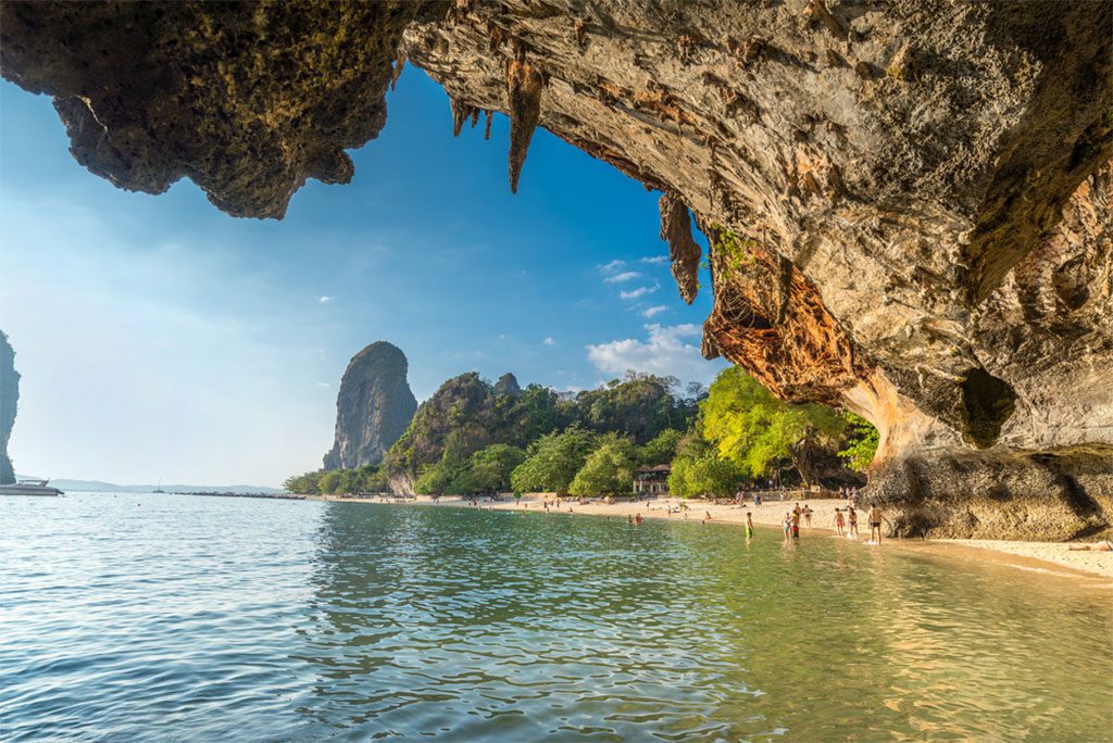 A stunning view of the famous Phranang cave at Raylay Railay Beach
