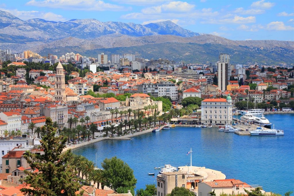 "View of Split, a UNESCO World Heritage Site in Croatia, with Mosor mountains in the background"