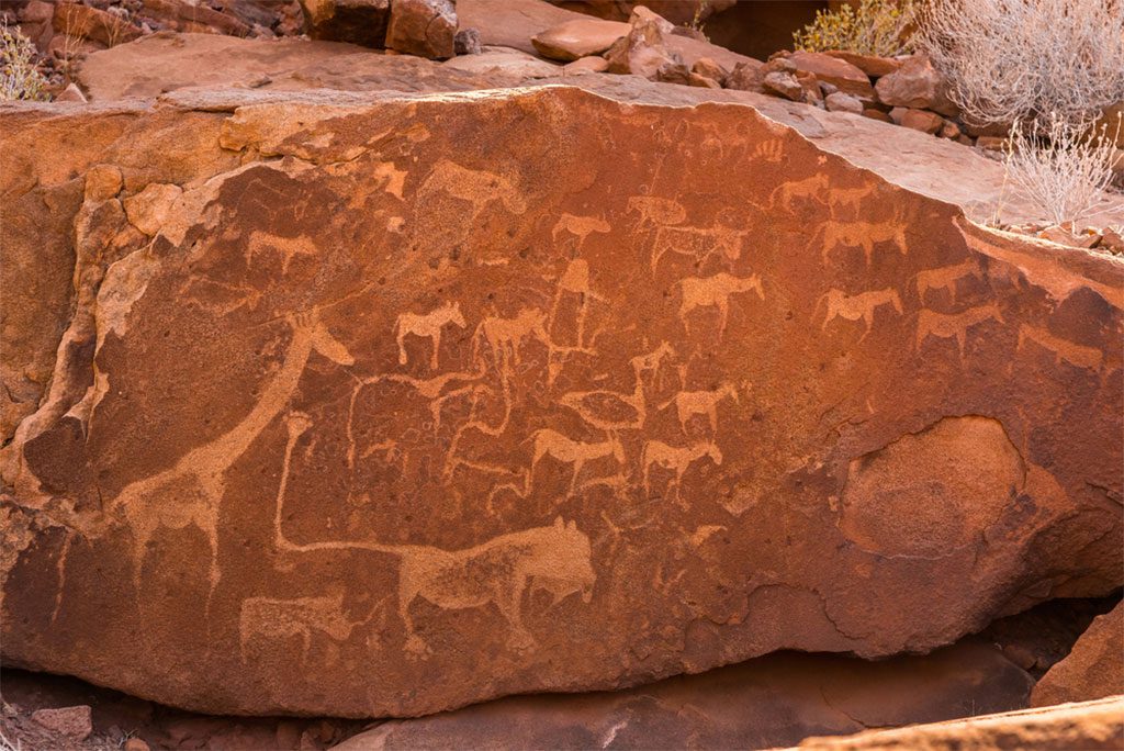 Lion Plate and bushman rock engravings at Twyfelfontein