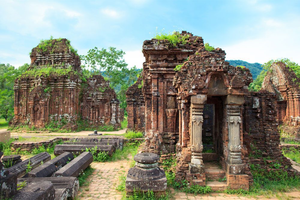 My Son ruin in Vietnam - ancient ruins surrounded by lush greenery
