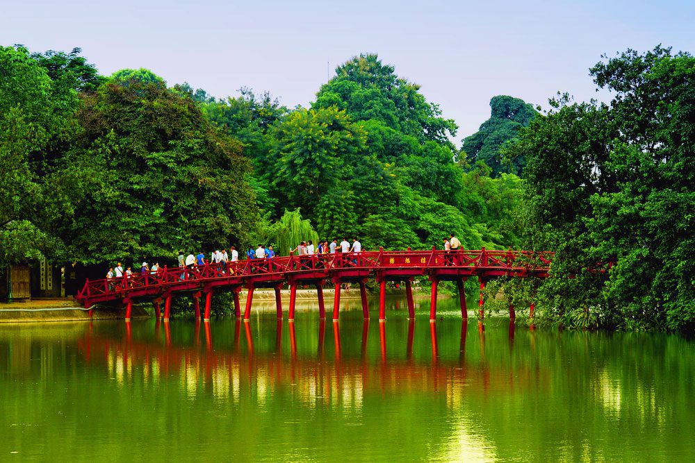 Red Bridge in Hoan Kiem Lake, Ha Noi, Vietnam