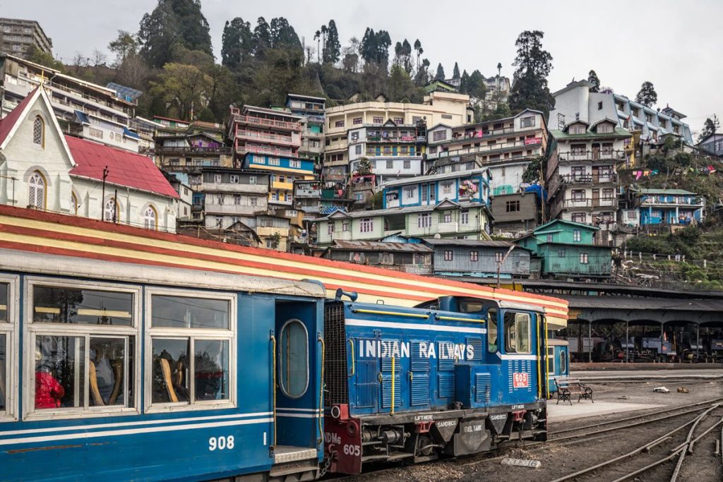 Famous Darjeeling steam train, a UNESCO World Heritage Site in Darjeeling, India.