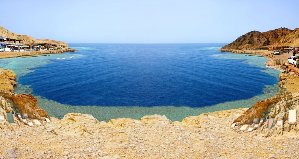 Famous diving site, Blue Hole in Dahab, Egypt