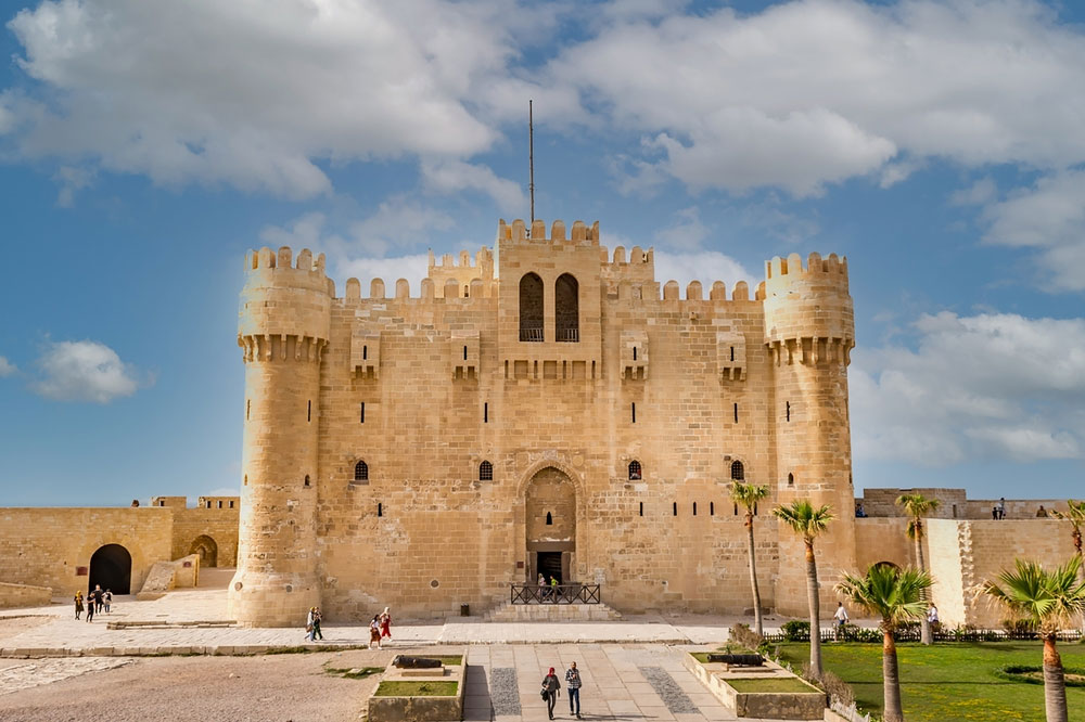 The Citadel of Qaitbay is a 15th-century defensive fortress located on the Mediterranean sea coast, in Alexandria, Egypt